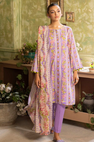 3- Piece Lawn Embroidered Dress With Lawn Dupatta