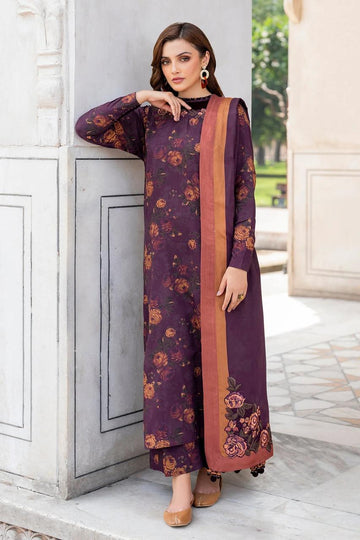 3- Piece Lawn Embroidered Dress With Lawn Dupatta