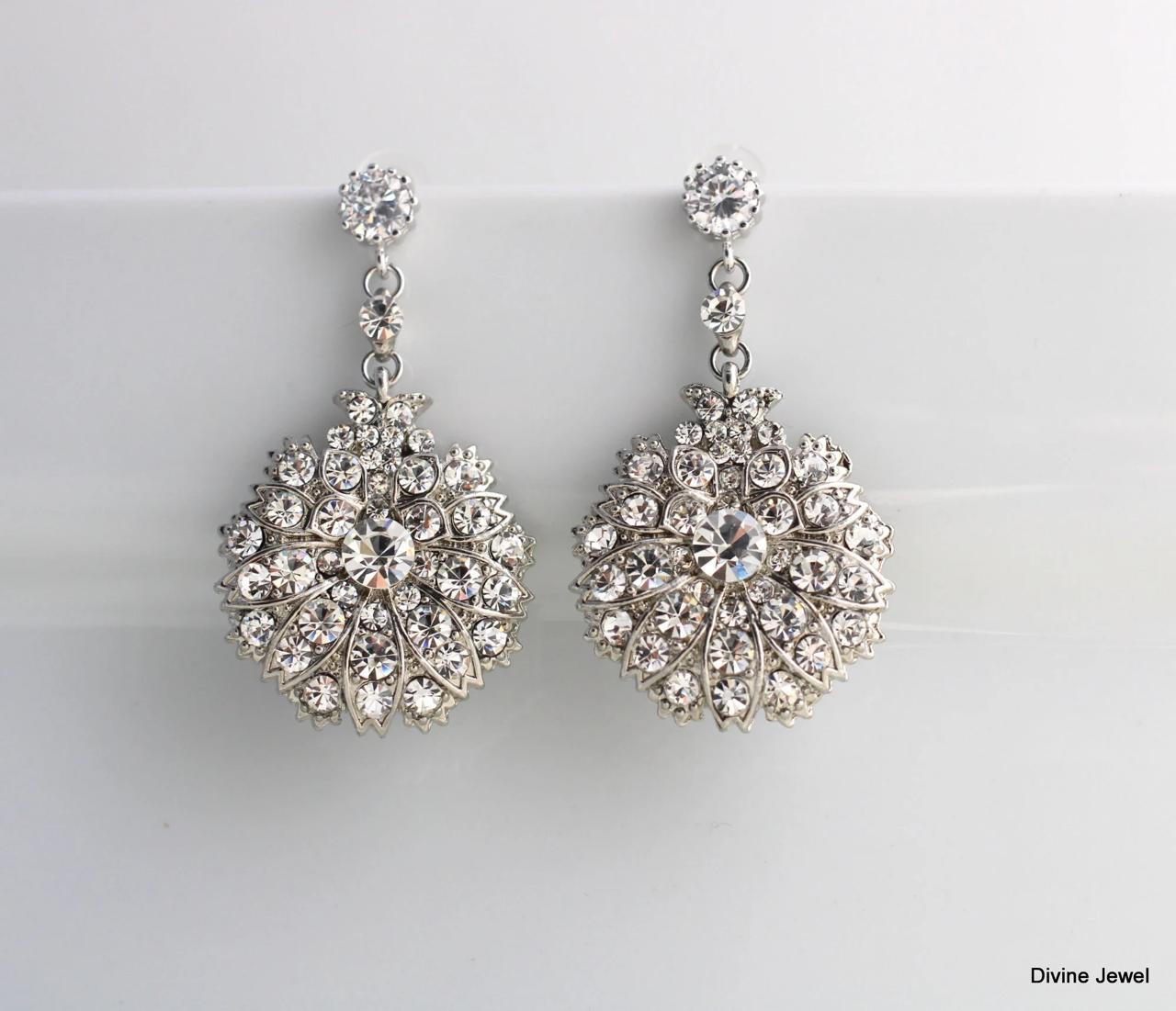 sk_1011 Oscar De La Renta Crystal Drop Earrings