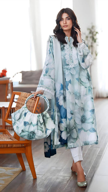 Embroidered lawn 3-piece dress