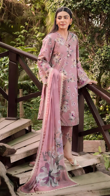 Embroidered lawn 3-piece dress