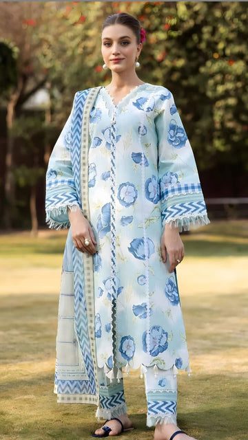 Embroidered lawn 3-piece dress