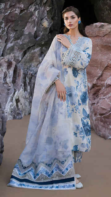 Embroidered lawn 3-piece dress