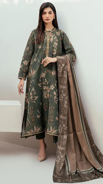 Embroidered lawn 3-piece dress