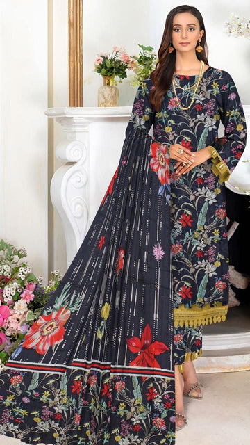 Embroidered lawn 3-piece dress