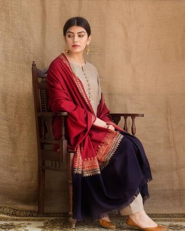 Embroidered Dhanak 3-Piece Suit