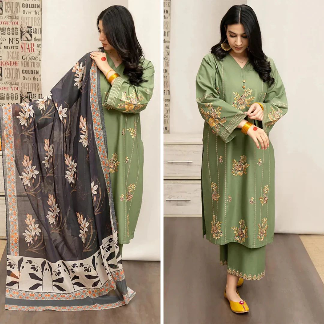 Embroidered Lawn Fancy 3 Piece Dress
