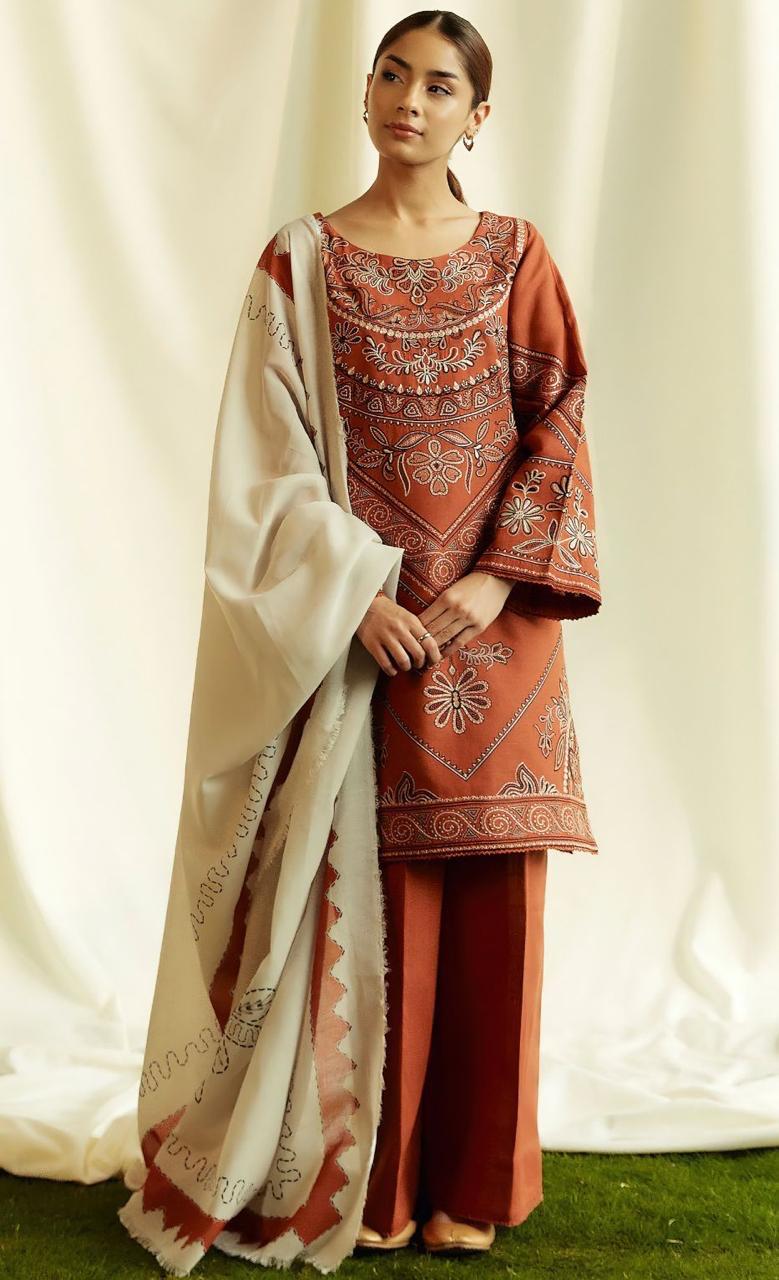 Embroidered Lawn Fancy 3 Piece Dress