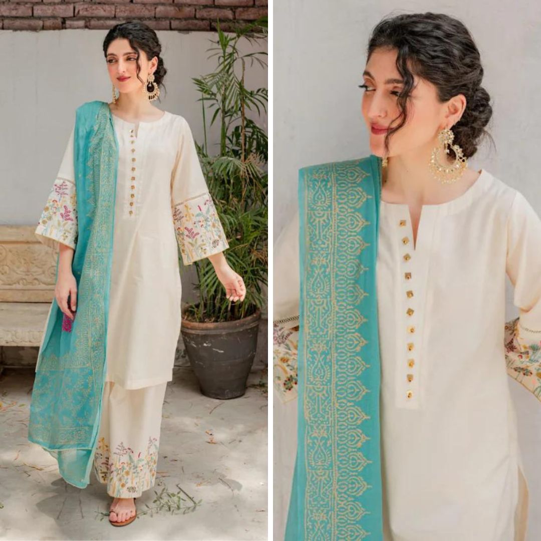 Embroidered Lawn Fancy 3 Piece Dress