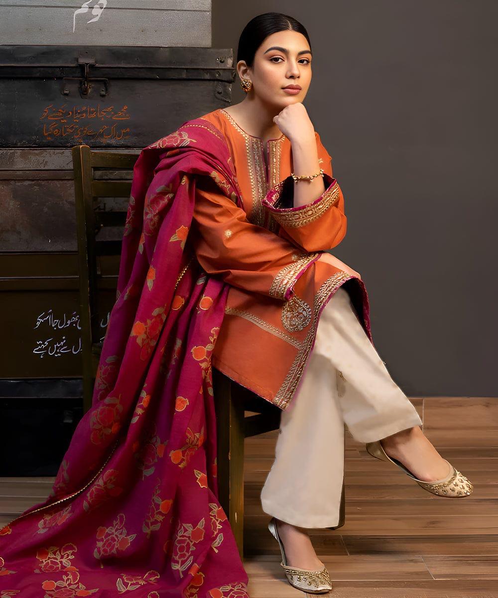 Embroidered Lawn Fancy 3 Piece Dress