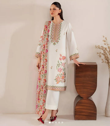 Embroidered Lawn Fancy 3 Piece Dress