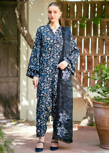 3- Piece Lawn Embroidered Dress With Lawn Dupatta